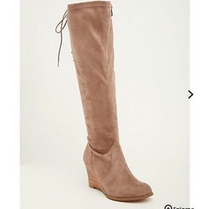 Faux Suede Wedge Boots